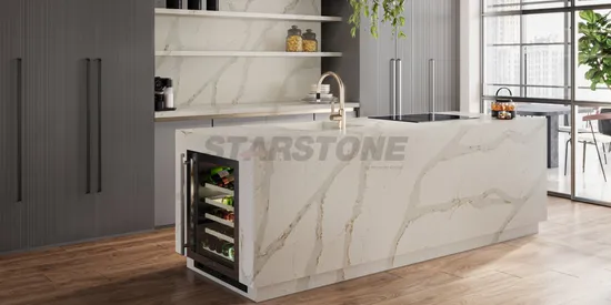Starstone Artificial Polished Quartz Stone Scratch Resistant Modern Design Home Decoration Quartz Terrazo Stone Top for Flooring and Kitchen Countertop 