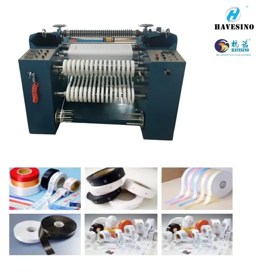 Energy Saving Textile Industry Polyester Nylon Ribbon Non Woven Taffeta Fabric Care Label Ribbon Slitter Rewinder Slitting Cutting Machine Hot Sale 