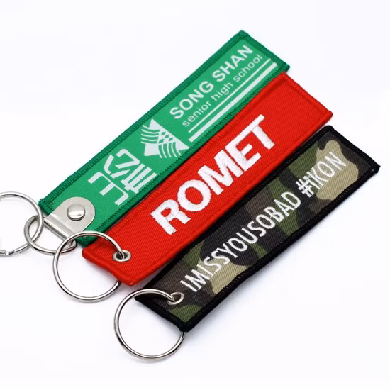 Personalized Logo Embroidery Design Key Tag Non Woven Fabric Soft Key Chain
