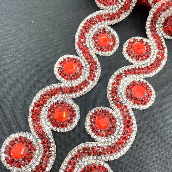 Wholesale Different Size Width Self Adhesive DIY Bling Chain Belt Rhinestone Trimmings Multi Size Resin Rhinestones Trim Chain